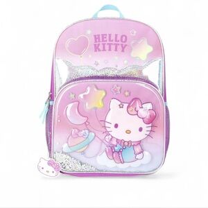 Sanrio Hello Kitty "On A Cloud " 17" Graphic Backpack and Keychain, Purple